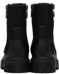 schwarze Lederfreizeitstiefel von VERSACE JEANS COUTURE