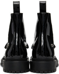 schwarze Lederfreizeitstiefel von Versace