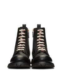 schwarze Lederfreizeitstiefel von Gucci