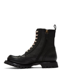 schwarze Lederfreizeitstiefel von Gucci