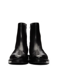 schwarze Lederfreizeitstiefel von Balenciaga