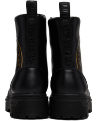 schwarze Lederfreizeitstiefel von VERSACE JEANS COUTURE