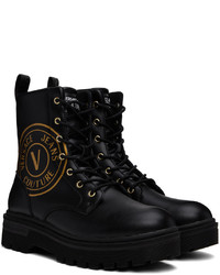 schwarze Lederfreizeitstiefel von VERSACE JEANS COUTURE