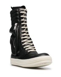 schwarze Lederfreizeitstiefel von Rick Owens