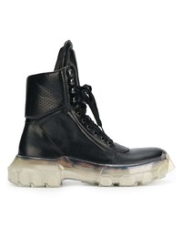 schwarze Lederfreizeitstiefel von Rick Owens