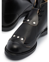 schwarze Lederfreizeitstiefel von Comme Des Garcons Homme Plus