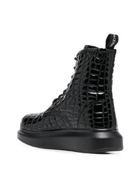 schwarze Lederfreizeitstiefel von Alexander McQueen