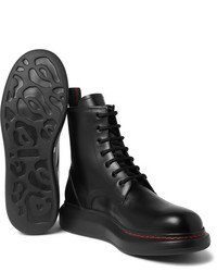 schwarze Lederfreizeitstiefel von Alexander McQueen