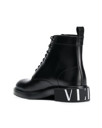 schwarze Lederfreizeitstiefel von Valentino