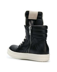 schwarze Lederfreizeitstiefel von Rick Owens