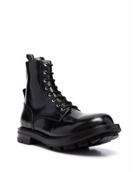 schwarze Lederfreizeitstiefel von Alexander McQueen