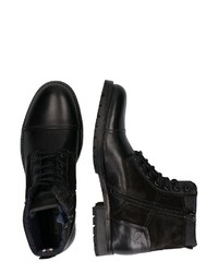 schwarze Lederfreizeitstiefel von Jack & Jones