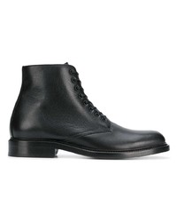 schwarze Lederfreizeitstiefel von Saint Laurent