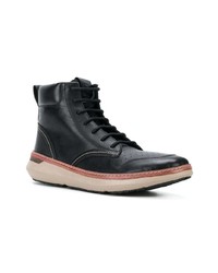 schwarze Lederfreizeitstiefel von Armani Jeans