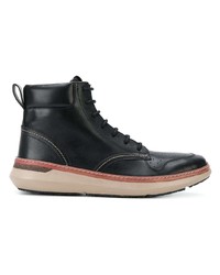 schwarze Lederfreizeitstiefel von Armani Jeans