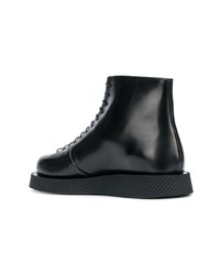 schwarze Lederfreizeitstiefel von Jil Sander