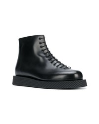 schwarze Lederfreizeitstiefel von Jil Sander