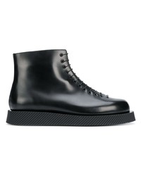 schwarze Lederfreizeitstiefel von Jil Sander