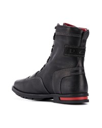 schwarze Lederfreizeitstiefel von Diesel