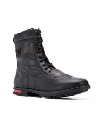 schwarze Lederfreizeitstiefel von Diesel