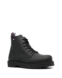 schwarze Lederfreizeitstiefel von Tommy Jeans