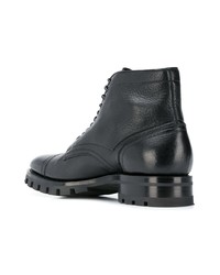 schwarze Lederfreizeitstiefel von Santoni