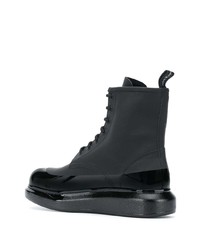 schwarze Lederfreizeitstiefel von Alexander McQueen