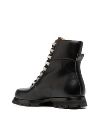 schwarze Lederfreizeitstiefel von Jil Sander