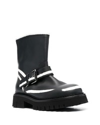 schwarze Lederfreizeitstiefel von Moschino