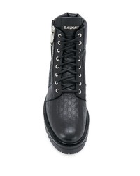 schwarze Lederfreizeitstiefel von Balmain