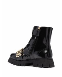 schwarze Lederfreizeitstiefel von Moschino