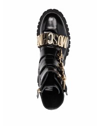 schwarze Lederfreizeitstiefel von Moschino