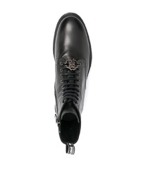 schwarze Lederfreizeitstiefel von Roberto Cavalli