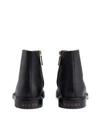 schwarze Lederfreizeitstiefel von Gucci