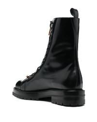 schwarze Lederfreizeitstiefel von Versace