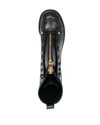 schwarze Lederfreizeitstiefel von Versace