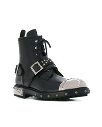 schwarze Lederfreizeitstiefel von Alexander McQueen