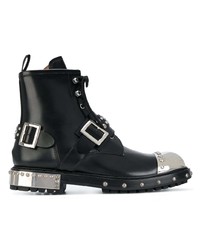 schwarze Lederfreizeitstiefel von Alexander McQueen