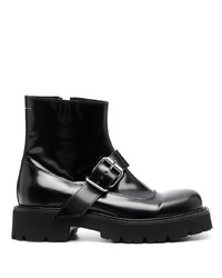 schwarze Lederfreizeitstiefel von MM6 MAISON MARGIELA