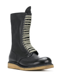 schwarze Lederfreizeitstiefel von Rick Owens