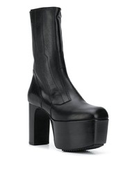 schwarze Lederfreizeitstiefel von Rick Owens