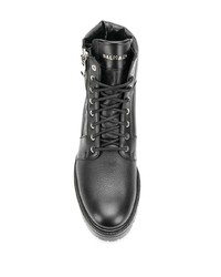 schwarze Lederfreizeitstiefel von Balmain