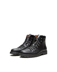 schwarze Lederfreizeitstiefel von Selected Homme