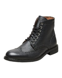 schwarze Lederfreizeitstiefel von Selected Homme