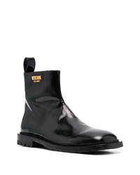 schwarze Lederfreizeitstiefel von Moschino