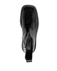 schwarze Lederfreizeitstiefel von Moschino