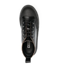 schwarze Lederfreizeitstiefel von Jil Sander