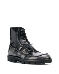 schwarze Lederfreizeitstiefel von Maison Margiela