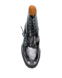 schwarze Lederfreizeitstiefel von Maison Margiela