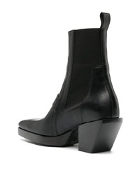 schwarze Lederfreizeitstiefel von Rick Owens